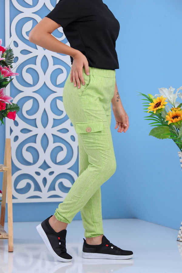 Keten Pantolon Fıstık Yeşili - 02 1233 Yeşil - 1233 YEŞİL