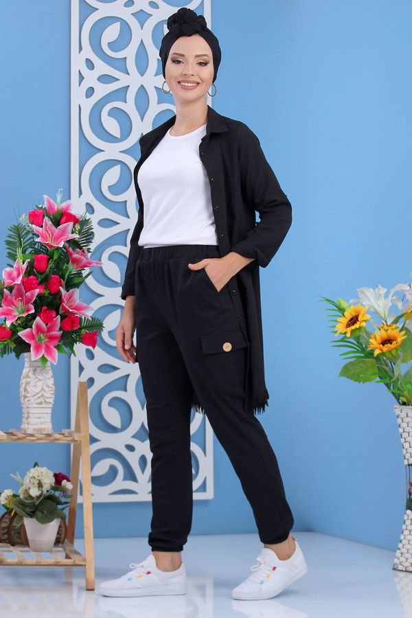 Keten Pantolon Siyah Siyah - 1233 SİYAH