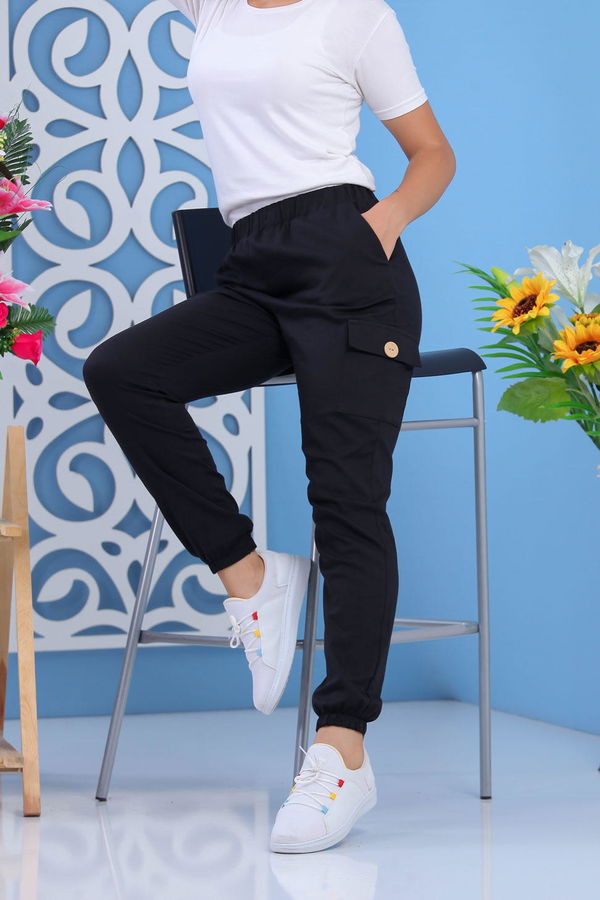 Keten Pantolon Siyah Siyah - 1233 SİYAH