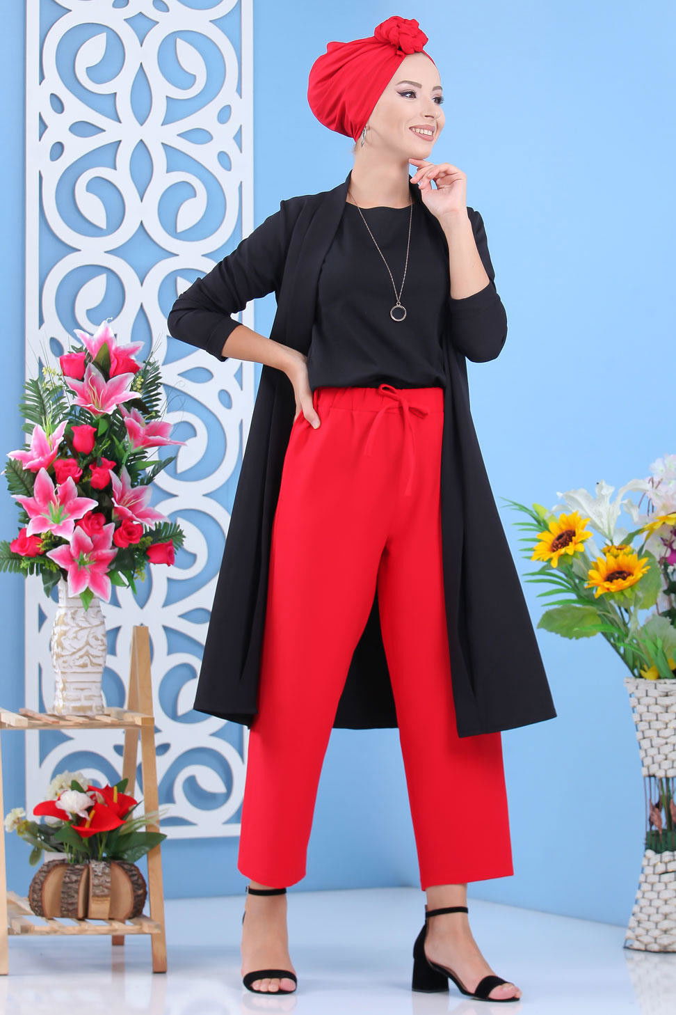 Bol Pantolon Kirmizi - 02 7635 Kırmızı - 7635 Kırmızı