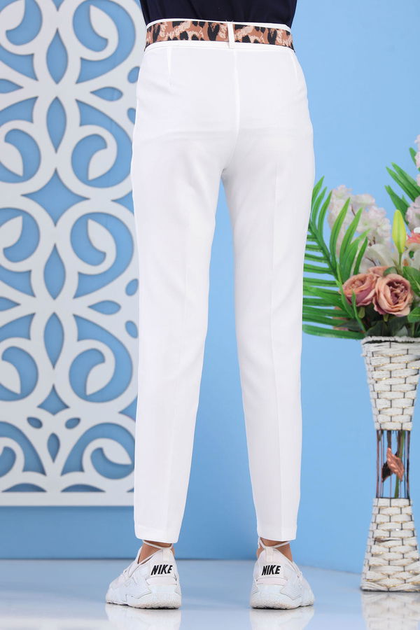 Kuşaklı Pantolon Beyaz - 02 6952 Beyaz - 6952 BEYAZ