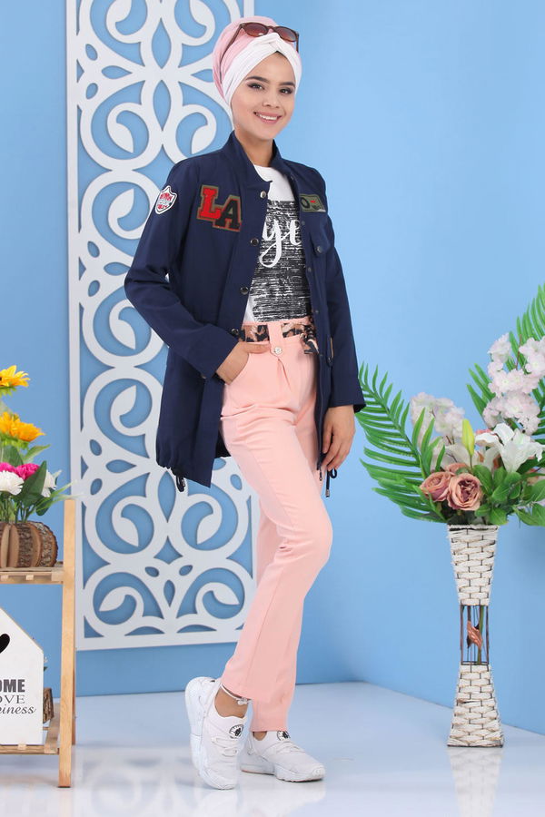 Kuşaklı Pantolon Siyah Pembe - 6952