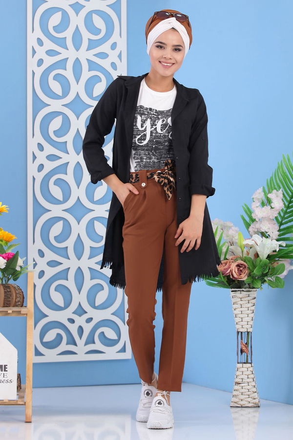 Kuşaklı Pantolon Taba - 02 6952 Taba - 6952 TABA