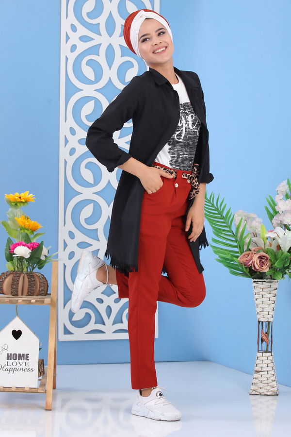 Kuşaklı Pantolon Kiremit - 02 6952 Kiremit - 6952