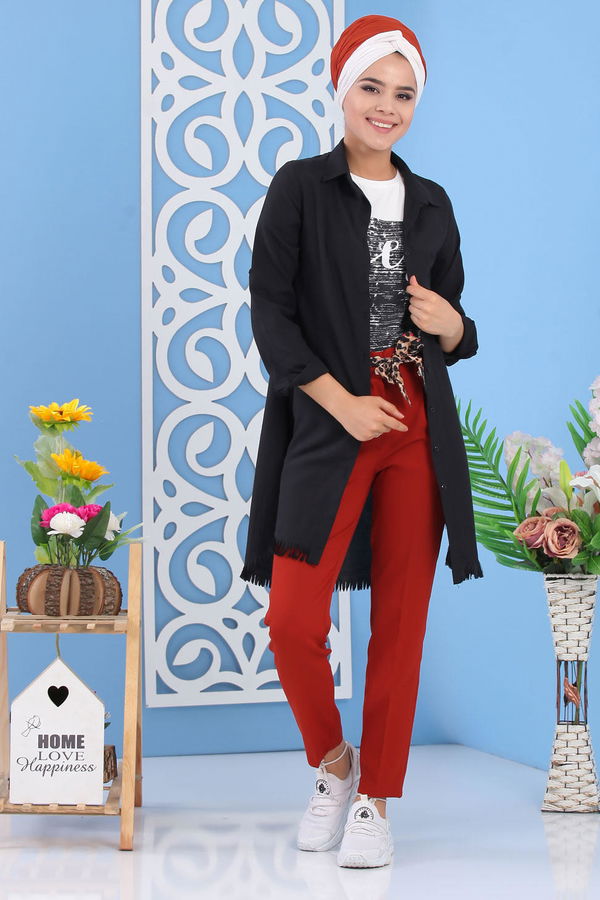 Kuşaklı Pantolon Kiremit - 02 6952 Kiremit - 6952