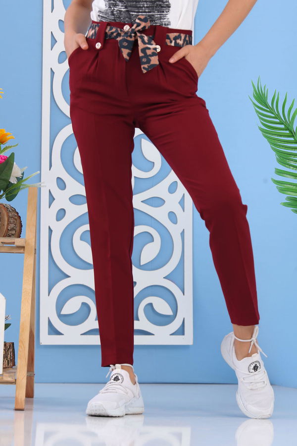 Kuşaklı Pantolon Bordo - 02 6952 Bordo - 6952