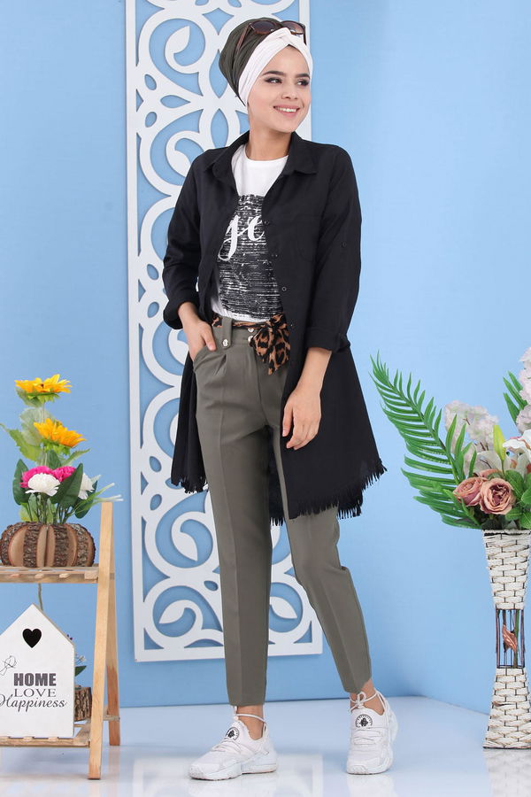 Kuşaklı Pantolon Haki - 02 6952 Haki - 6952