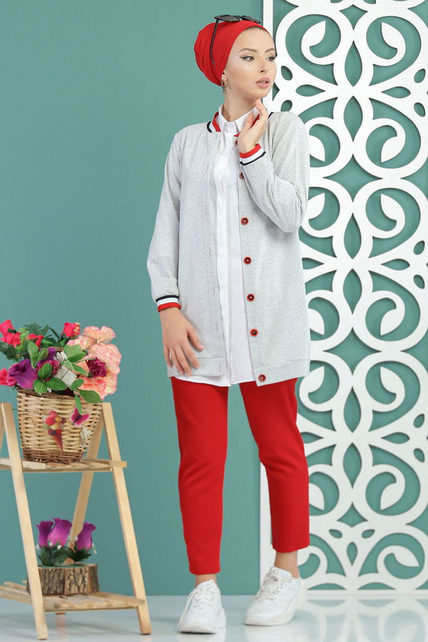 Ceket Siyah  Gri - 7653 GRİ