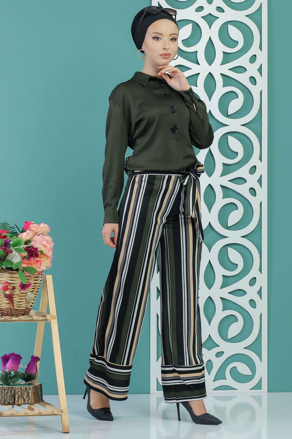 Kuşaklı Pantolon Haki - 02 1234 Haki - 1234 HAKİ