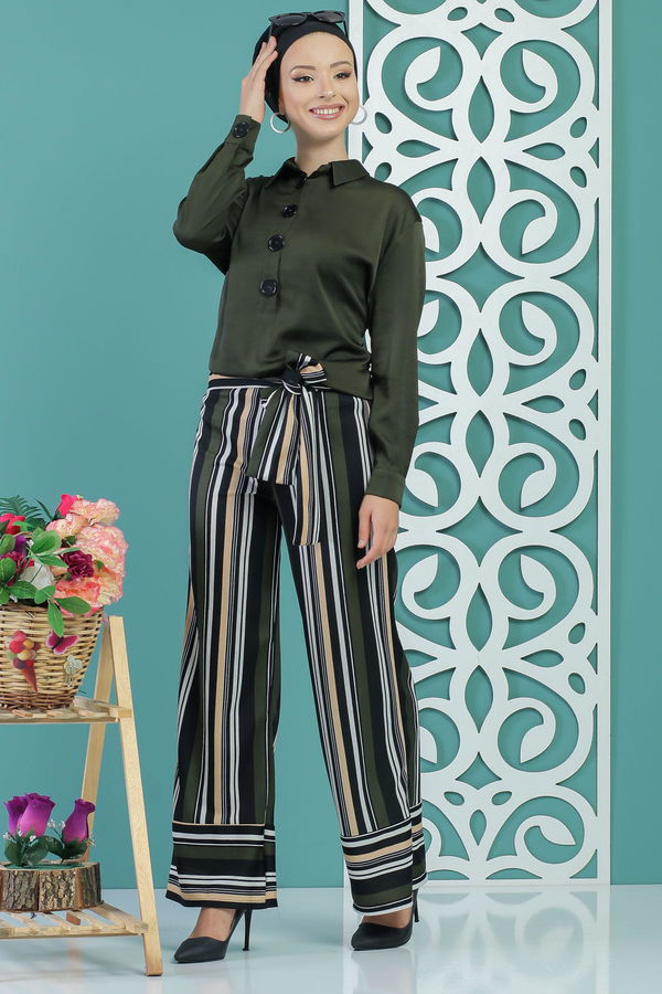 Kuşaklı Pantolon Haki - 02 1234 Haki - 1234 HAKİ