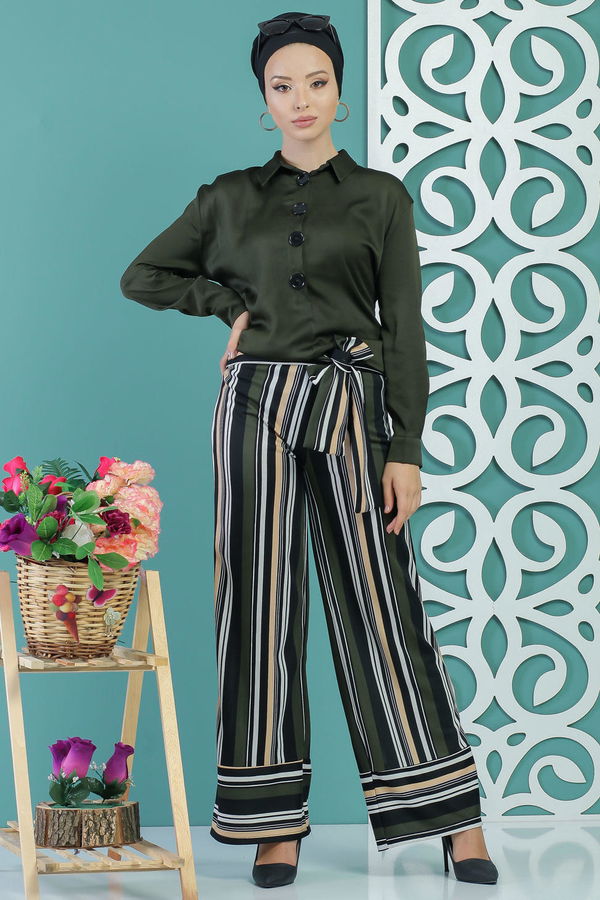 Kuşaklı Pantolon Haki - 02 1234 Haki - 1234 HAKİ