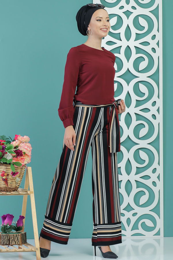 Kuşaklı Pantolon Bordo - 02 1234 Bordo - 1234