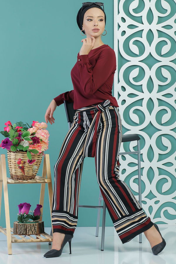 Kuşaklı Pantolon Bordo - 02 1234 Bordo - 1234