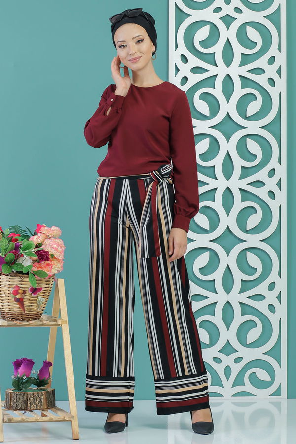 Kuşaklı Pantolon Bordo - 02 1234 Bordo - 1234