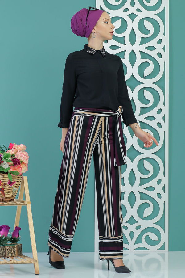 Kuşaklı Pantolon Mor - 02 1234 Mor - 1234 MOR