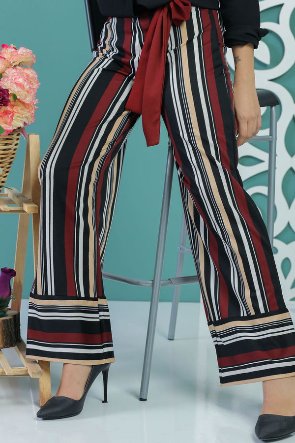 Kuşaklı Pantolon Haki Bordo - 1234