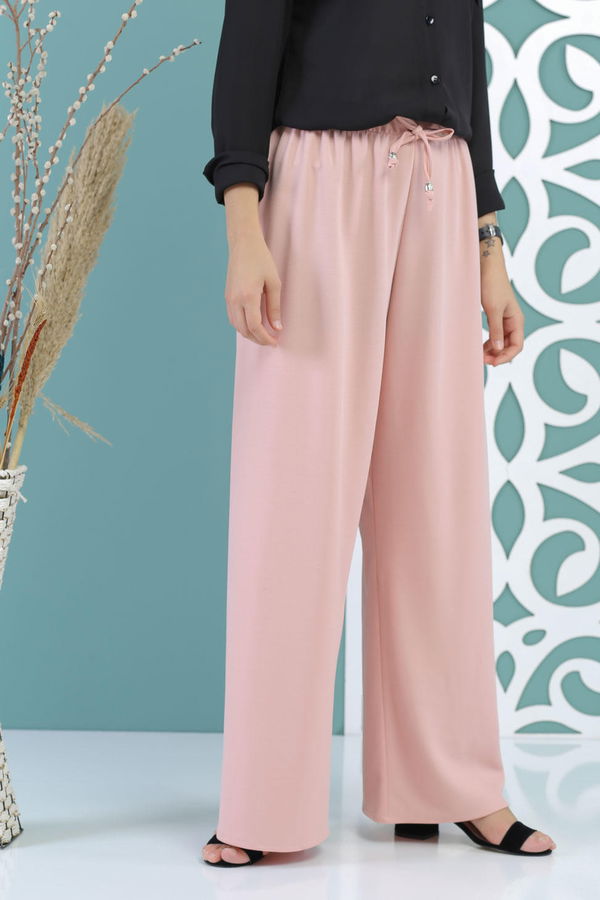 Petek Bol Paça Pantolon Pudra - 02 7669 Pembe - 7669