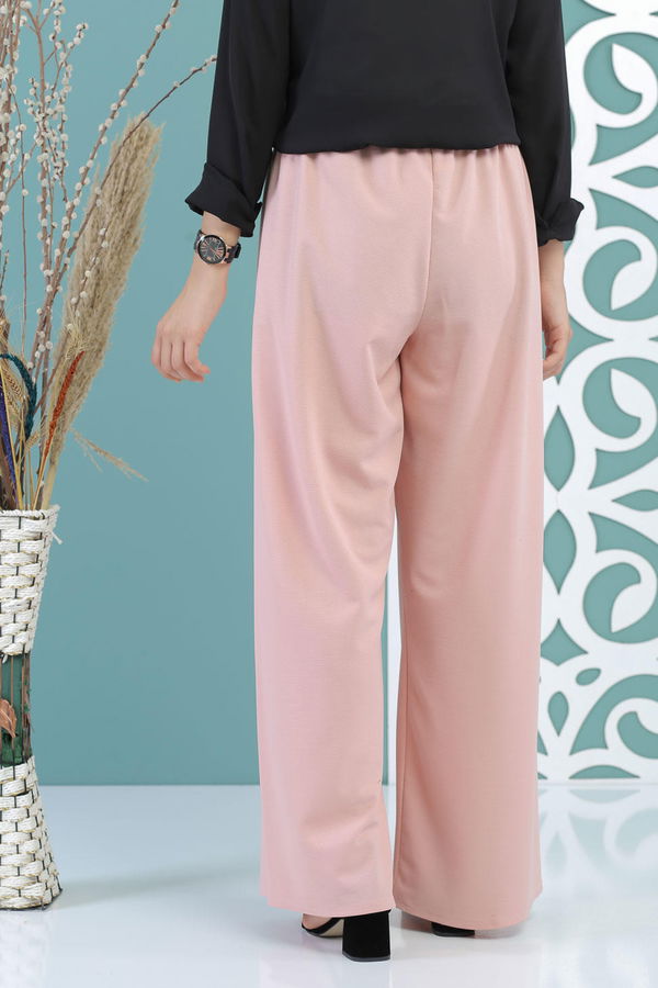 Petek Bol Paça Pantolon Pudra - 02 7669 Pembe - 7669