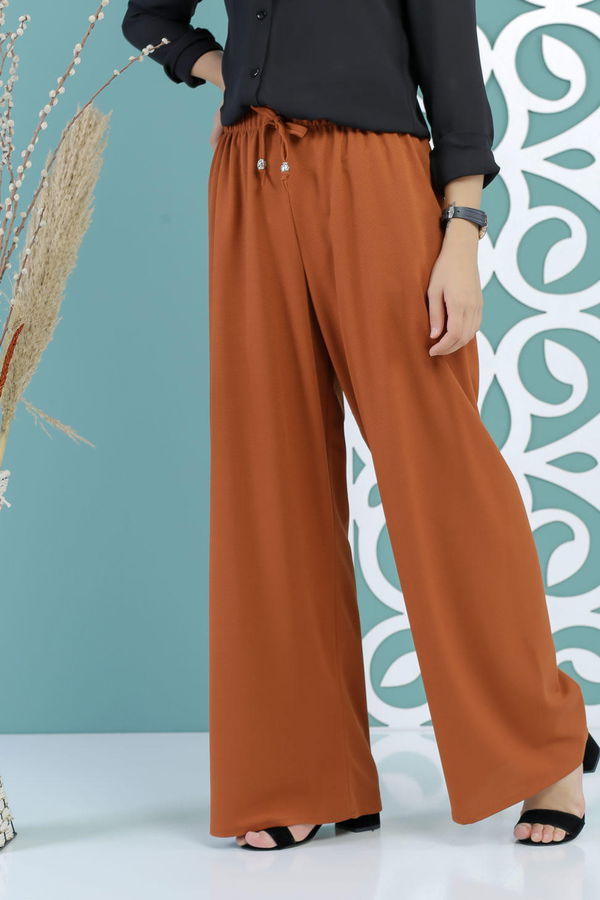 Petek Bol Paça Pantolon Hardal - 02 7669 Sarı - 7669 Sarı