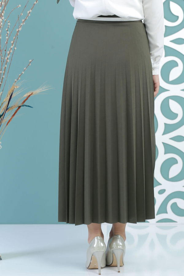 Pliseli Etek Haki - 02 7670 Haki - 7670 HAKİ