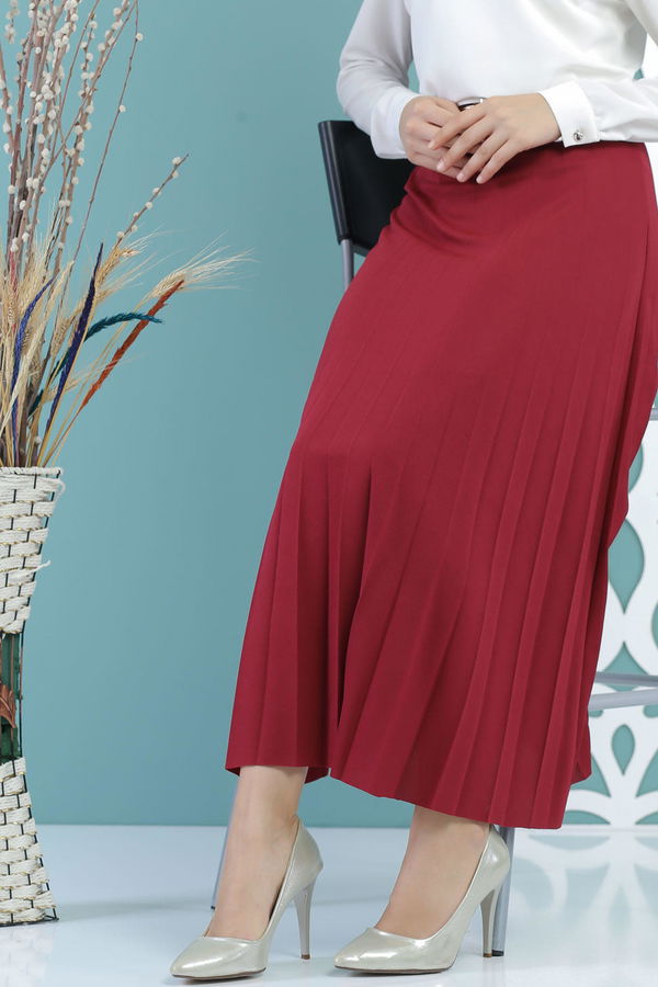 Pliseli Etek Bordo - 02 7670 Bordo - 7670 BORDO