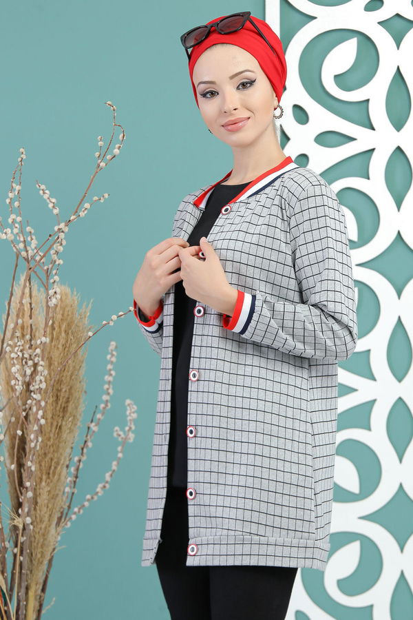 Karelı Ceket Gri - 02 7708 Gri - 7708