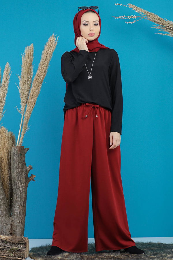 Petek Bol Paça Pantolon Bordo - 02 7669 Bordo - 7669