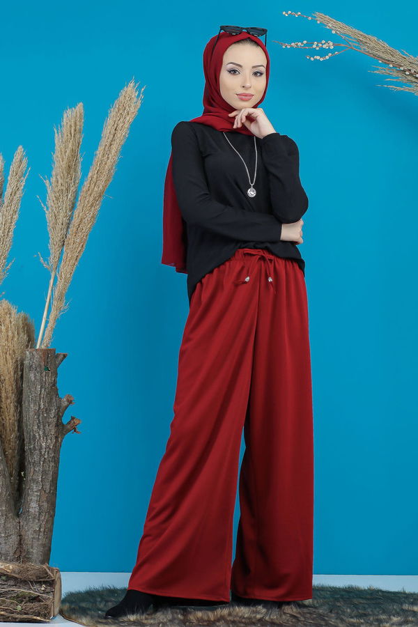 Petek Bol Paça Pantolon Bordo - 02 7669 Bordo - 7669