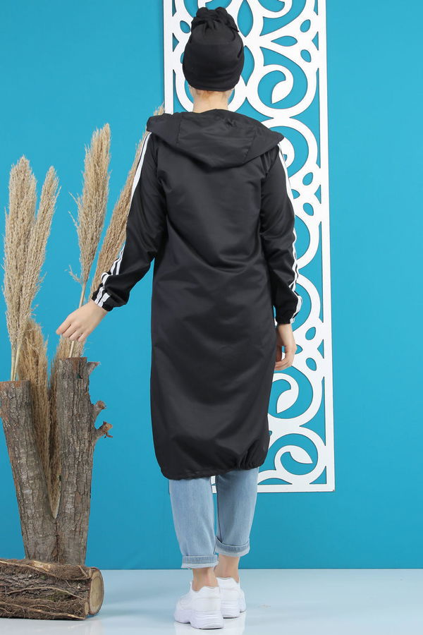 Şeritli Yagmurluk Siyah Siyah - 7833 SİYAH