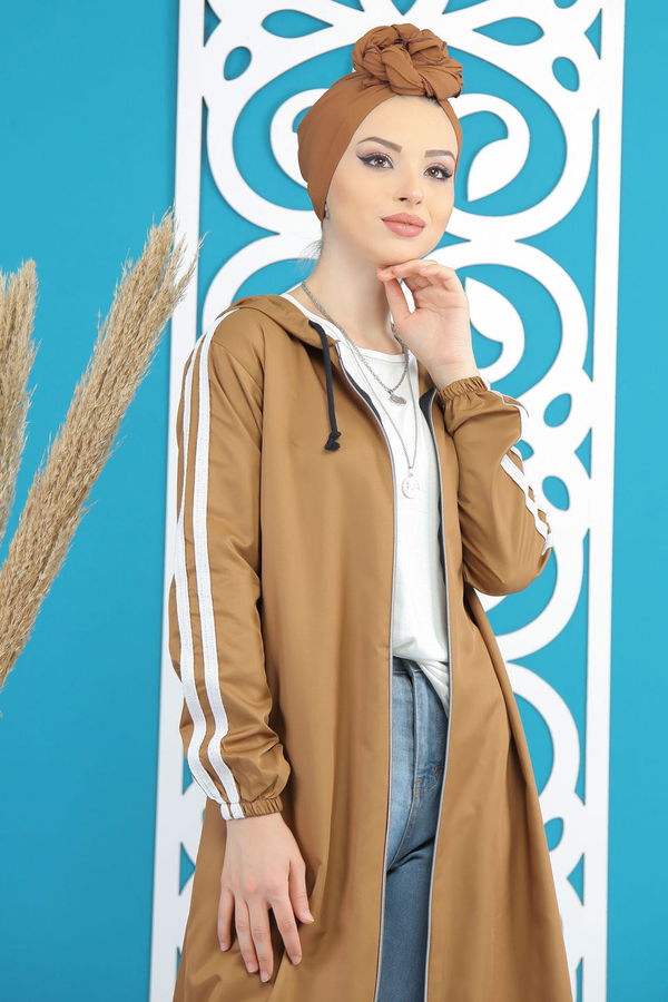 Şeritli Yagmurluk Siyah Taba - 7833