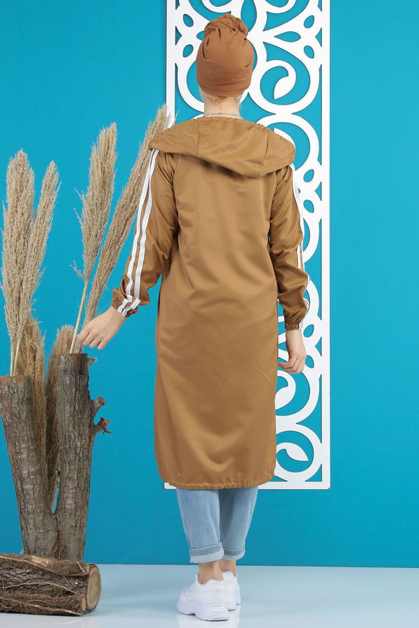 Şeritli Yagmurluk Siyah Taba - 7833