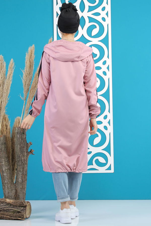 Şeritli Yagmurluk Siyah Pembe - 7833 PEMBE