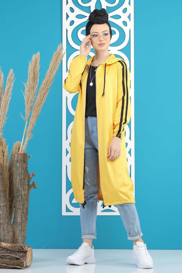 Şeritli Yagmurluk Siyah Sarı - 7833 Sarı