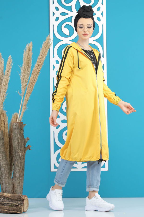Şeritli Yagmurluk Siyah Sarı - 7833 Sarı