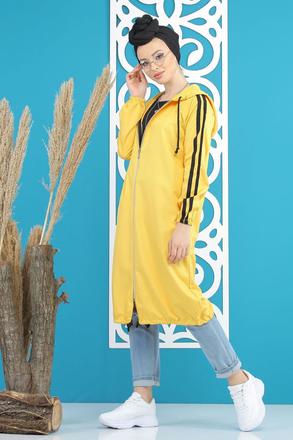 Şeritli Yagmurluk Siyah Sarı - 7833 Sarı