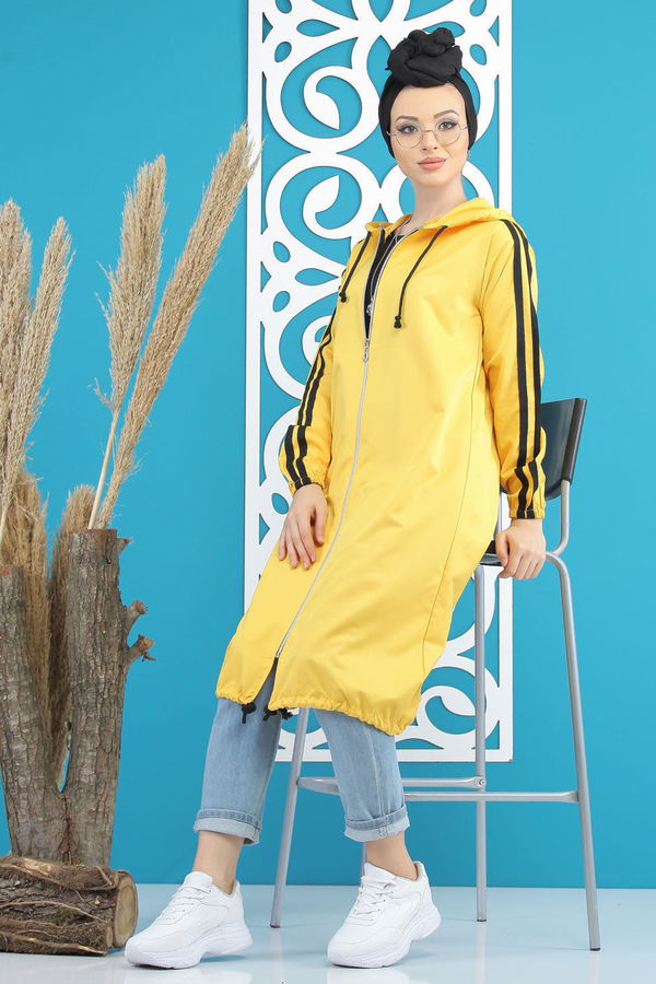 Şeritli Yagmurluk Siyah Sarı - 7833 Sarı