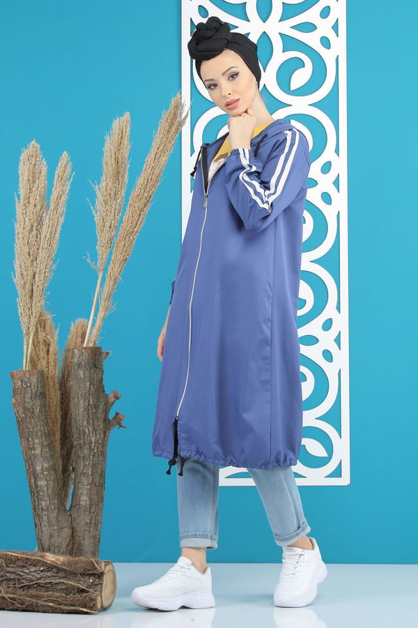 Şeritli Yagmurluk Siyah Mavi - 7833 MAVİ