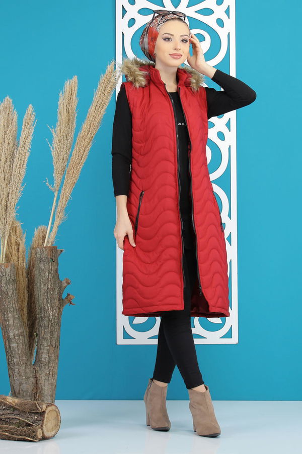 Şişme Yelek Kapşonlu Bordo - 7841 Bordo - 7841