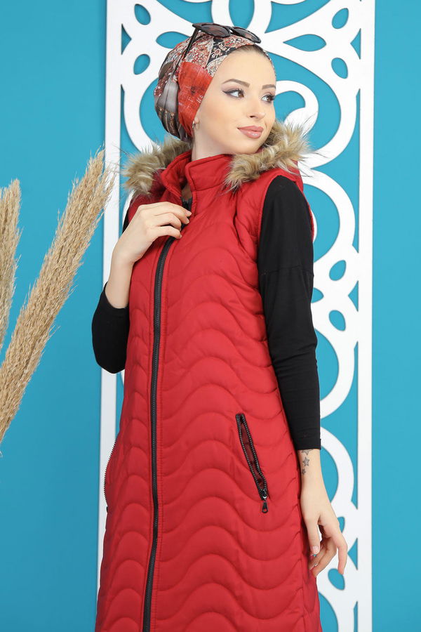 Şişme Yelek Kapşonlu Bordo - 7841 Bordo - 7841
