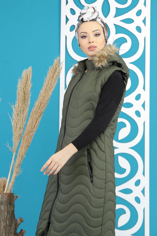 Şişme Yelek Kapşonlu Haki - 7841 Haki - 7841 HAKİ