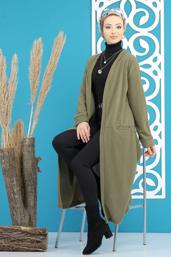 Hırka Siyah  Haki - 7844 HAKİ