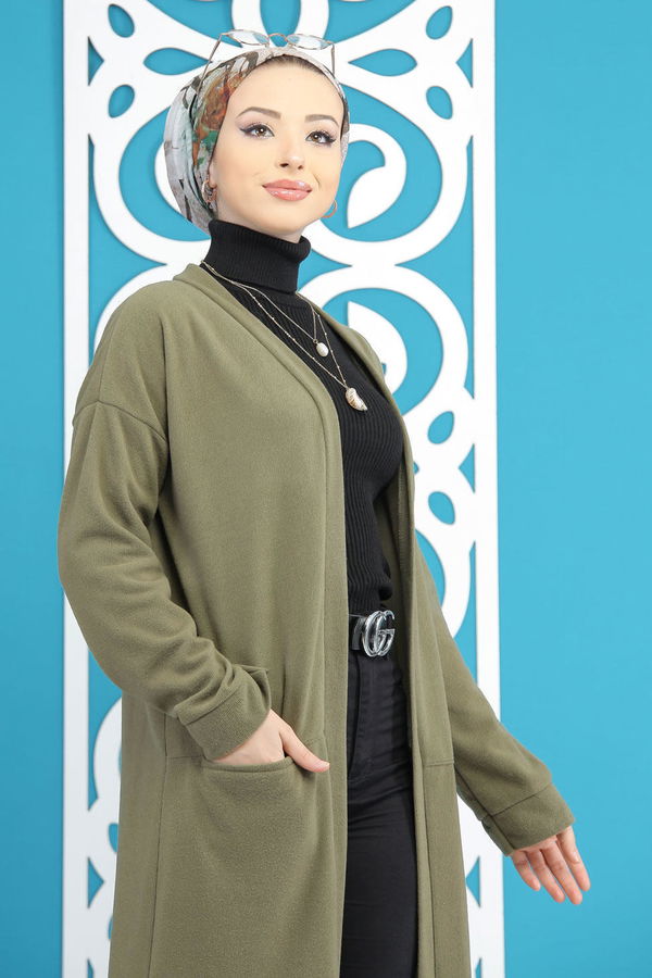 Hırka Siyah  Haki - 7844 HAKİ