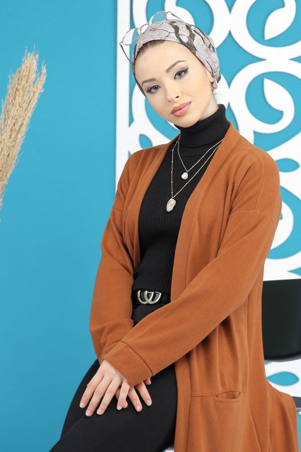 Hırka Siyah  Taba - 7844 TABA