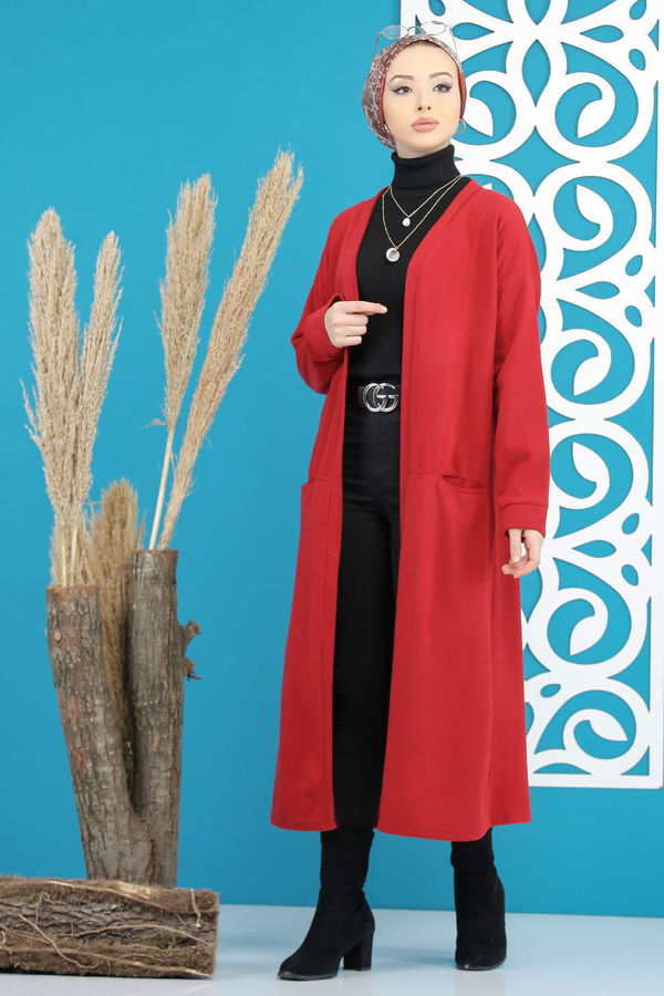 Hırka Siyah  Bordo - 7844