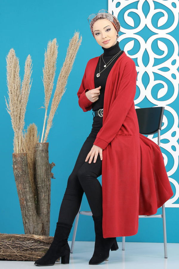 Hırka Siyah  Bordo - 7844