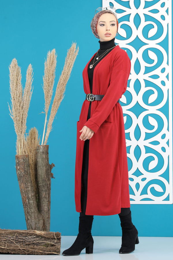 Hırka Siyah  Bordo - 7844