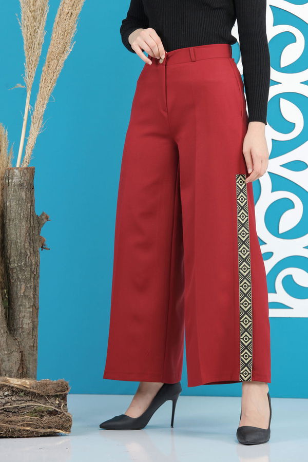 Şeritli Pantolon Bordo - 7766 Bordo - 7766