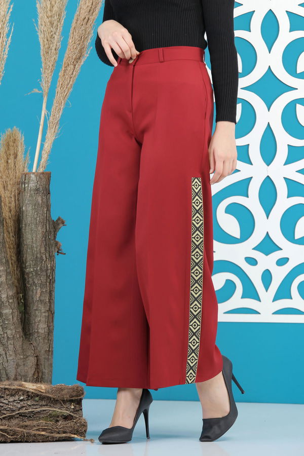 Şeritli Pantolon Bordo - 7766 Bordo - 7766