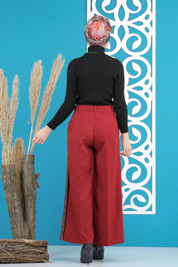 Şeritli Pantolon Bordo - 7766 Bordo - 7766