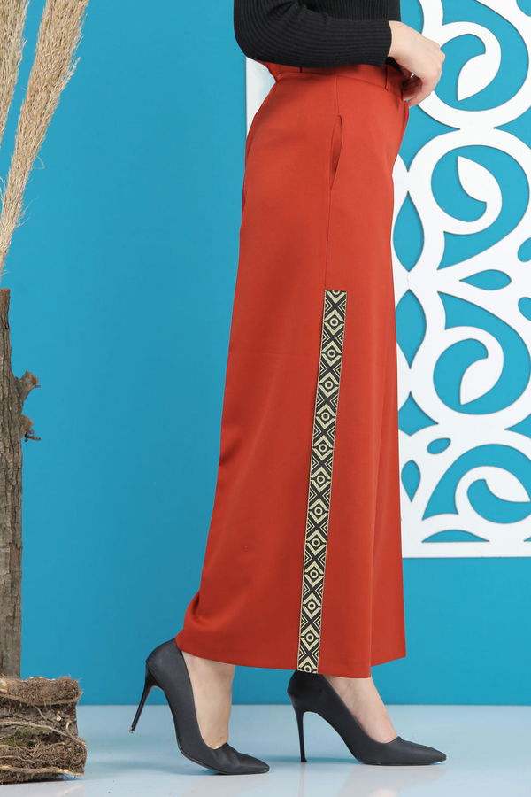 Şeritli Pantolon Kiremit - 7766 Kiremit - 7766
